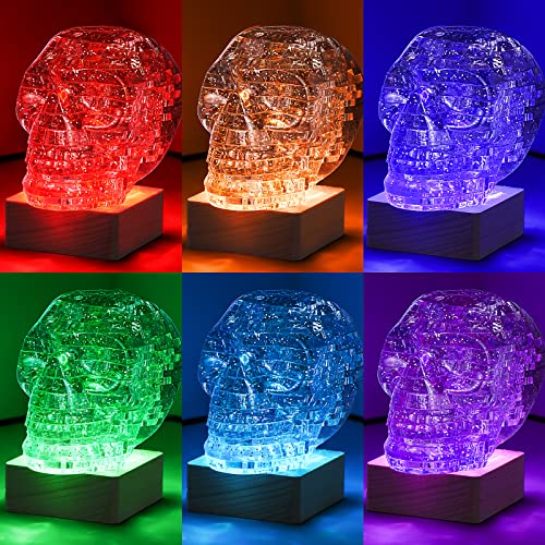 Grey 3D Skull Puzzle with Light-Up Base, 49pcs