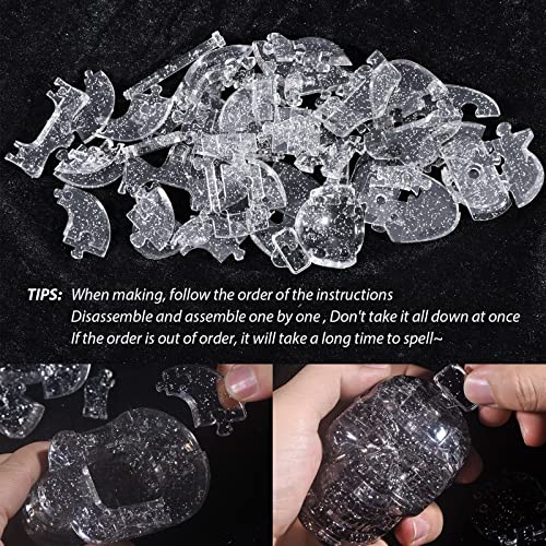 Grey 3D Skull Puzzle with Light-Up Base, 49pcs