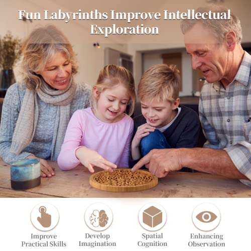 Wooden Labyrinth Board Game with Two Metal Balls