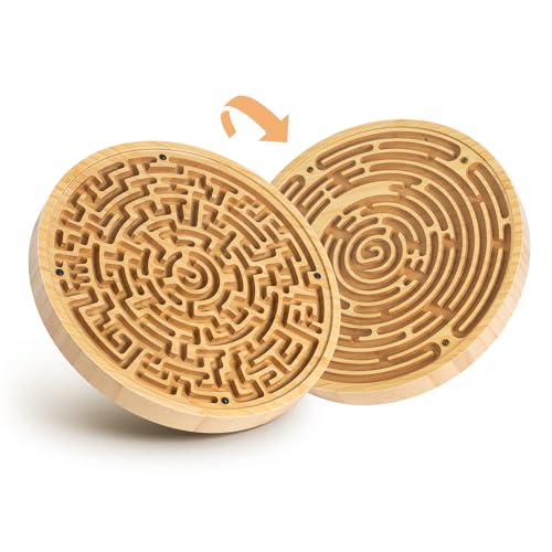 Wooden Labyrinth Board Game with Upgraded Marble Maze
