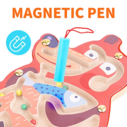 Wooden Magnetic Maze Puzzle Game Board for Kids