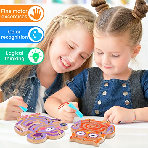 Wooden Magnetic Maze Puzzle Game Board for Kids