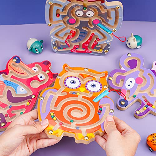 Wooden Magnetic Maze Puzzle Game Board for Kids