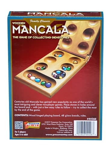 Pressman Mancala Wood Folding Set with Multicolor Stones