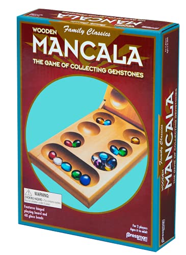 Pressman Mancala Wood Folding Set with Multicolor Stones