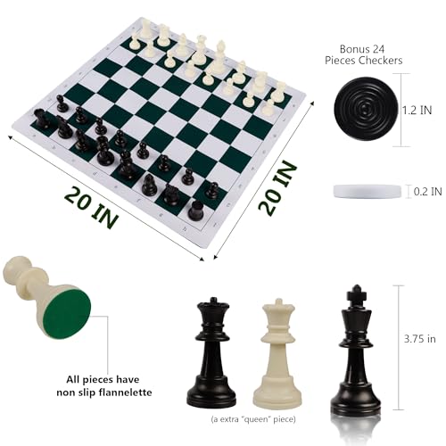 20" Portable Chess & Checkers Set for Travel