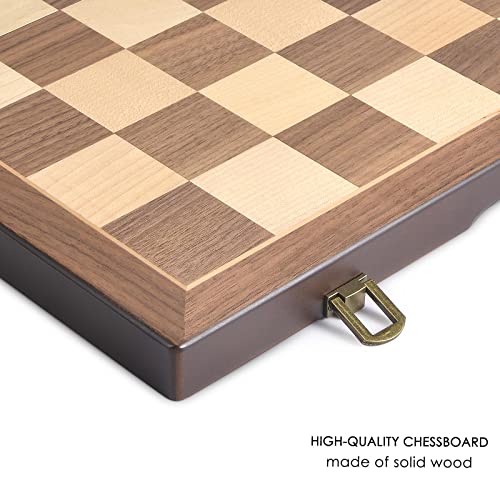Wooden Chess and Checkers Game Set - 2 in 1, Gift Package