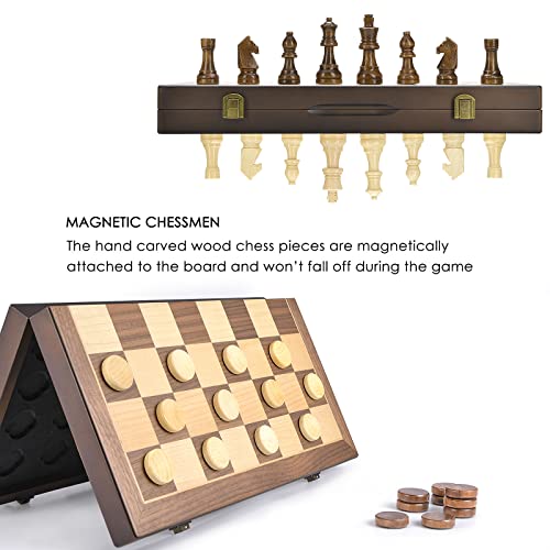 Wooden Chess and Checkers Game Set - 2 in 1, Gift Package