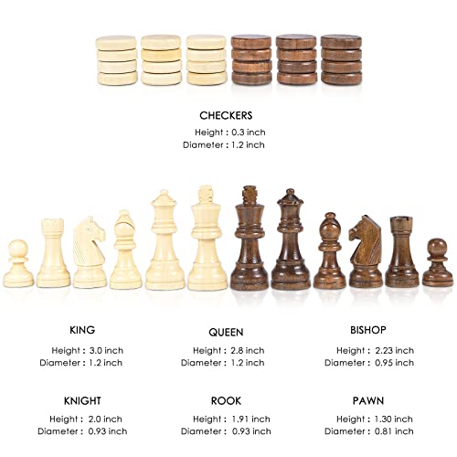 Wooden Chess and Checkers Game Set - 2 in 1, Gift Package