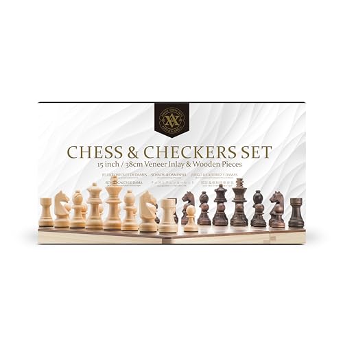 A&A 15" Folding Chess & Checkers Set with Staunton Pieces