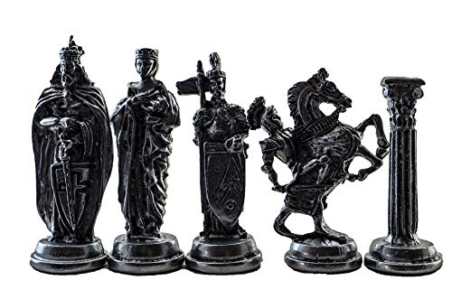 Medieval British Army Copper Metal Chess Set with Wooden Board