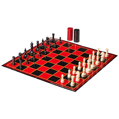 3-in-1 Chess, Checkers, Backgammon with Full-size Pieces