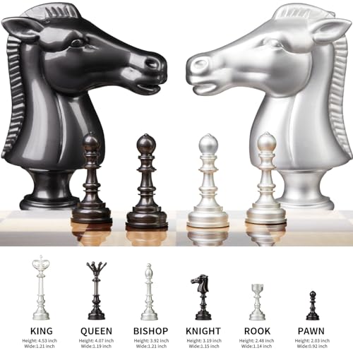 AMEROUS 20" Wooden Chess Set with Metal Pieces