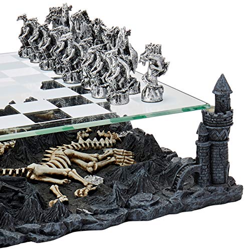 Dragon 3D Chess Set, Bronze & Silver, 15