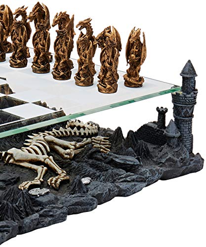 Dragon 3D Chess Set, Bronze & Silver, 15
