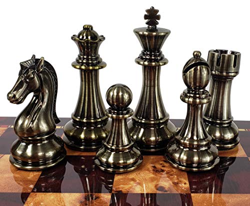 Copper & Gold Staunton Chess Set with Cherry Board