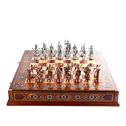 Antique Copper Rome Chess Set with Handmade Pieces