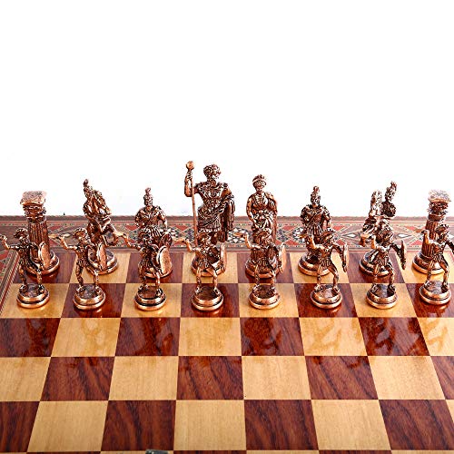 Antique Copper Rome Chess Set with Handmade Pieces