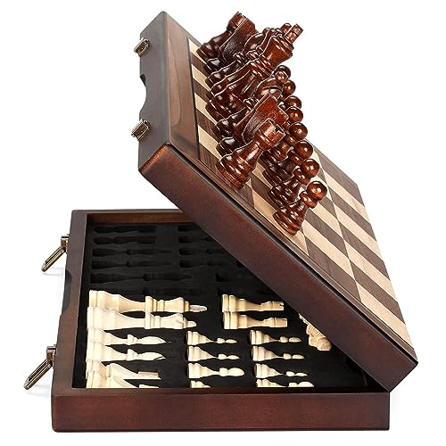 15" Magnetic Wooden Chess Board Set for Adults and Kids