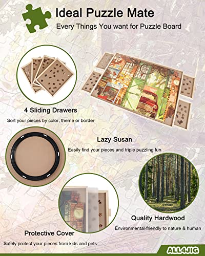 2000 Piece Wooden Rotating Puzzle Board Table for Adults