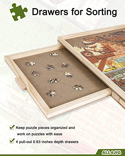 2000 Piece Wooden Rotating Puzzle Board Table for Adults
