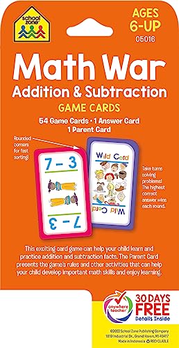 Math War Addition & Subtraction Game Cards - Ages 6+