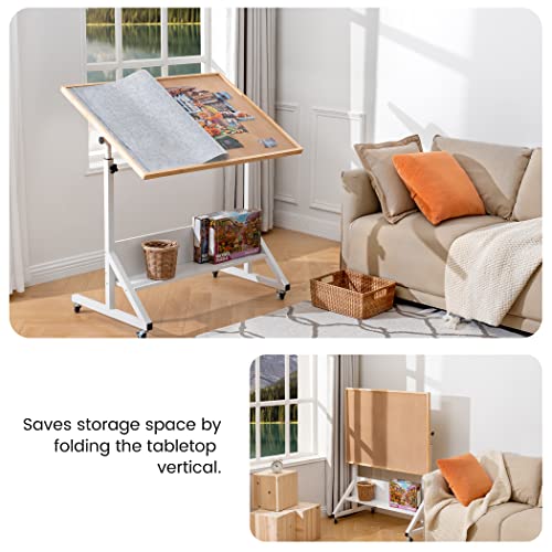 Adjustable Jigsaw Puzzle Table with Cover and Rollers