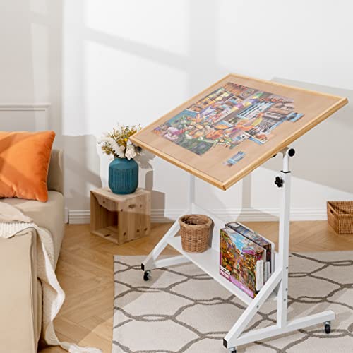 Adjustable Jigsaw Puzzle Table with Cover and Rollers