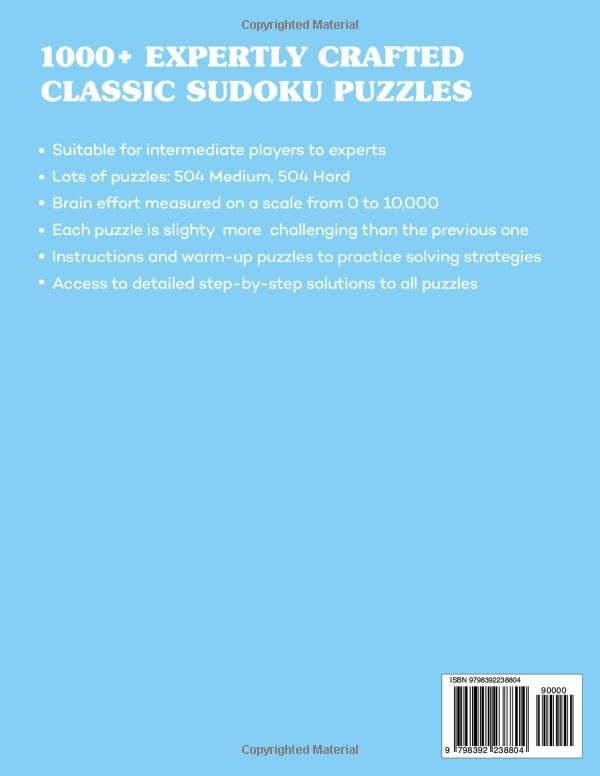 1000+ Challenging Sudoku Puzzles: Full Solutions & Helpful Hints