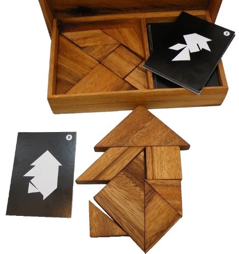 Wooden Tangram Puzzle Set with Play Cards