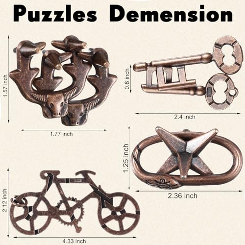 Wettarn 9-Piece Metal Brain Teaser Puzzle Set for Adults