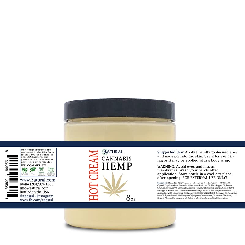 Zatural Hemp Hot Cream for Pain Relief and Relaxation