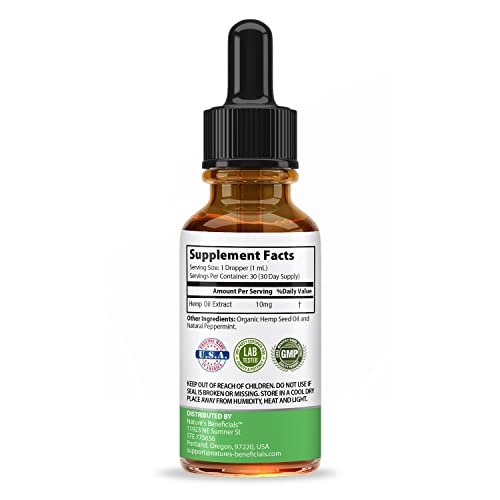 NATURE'S BENEFICIALS Organic Hemp Oil Extract Drops, 300mg