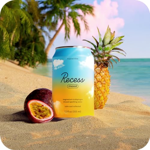 Recess Mood Calming Magnesium Drink, Tropical Bliss, 12oz, 12pk