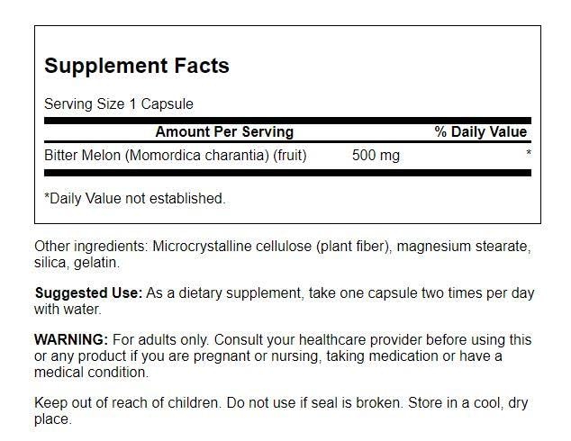 Swanson Bitter Melon Capsules 500mg - 60 Count