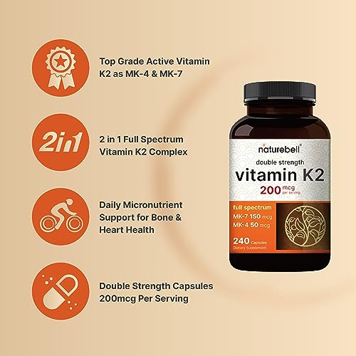 NatureBell Full Spectrum Vitamin K2 Capsules - 200mcg