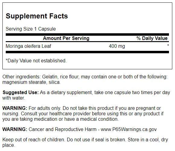 3 Packs Swanson Full Spectrum Moringa Oleifera Capsules