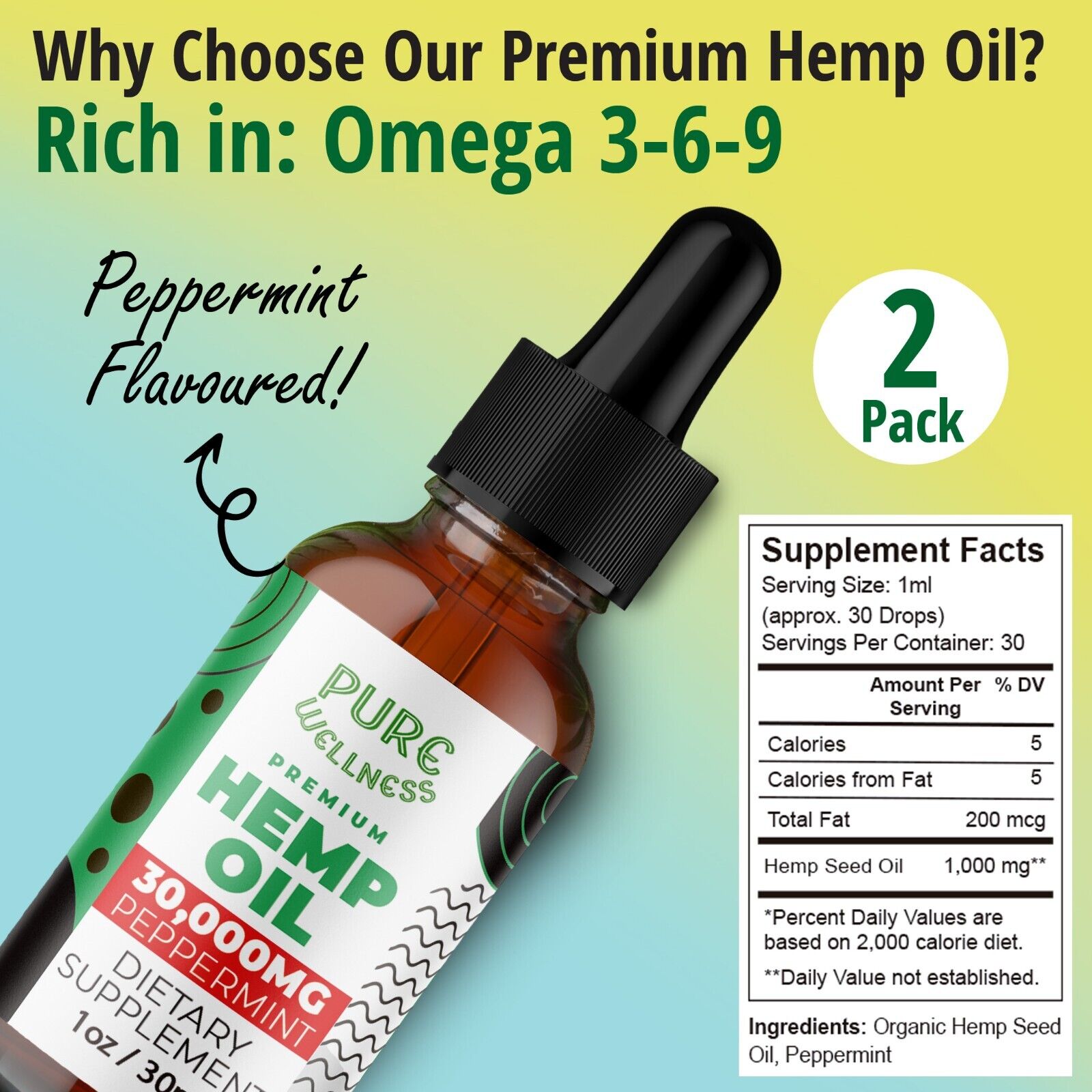 30,000mg Hemp Seed Oil | Triple Pack Benefits
