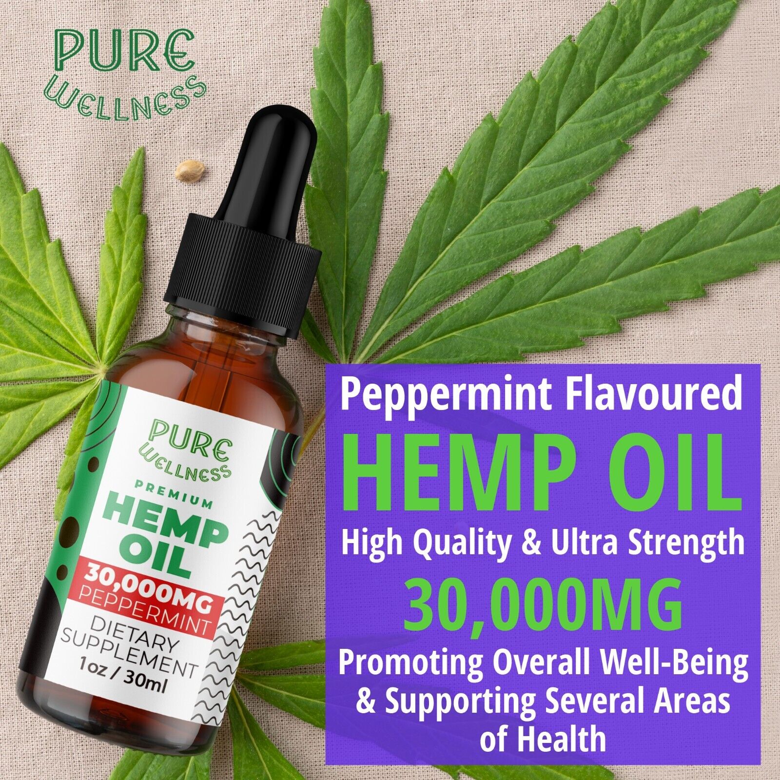 30,000mg Hemp Seed Oil | Triple Pack Benefits