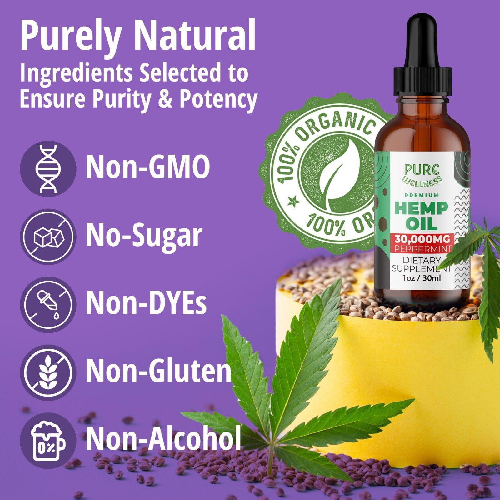 30,000mg Hemp Seed Oil | Triple Pack Benefits