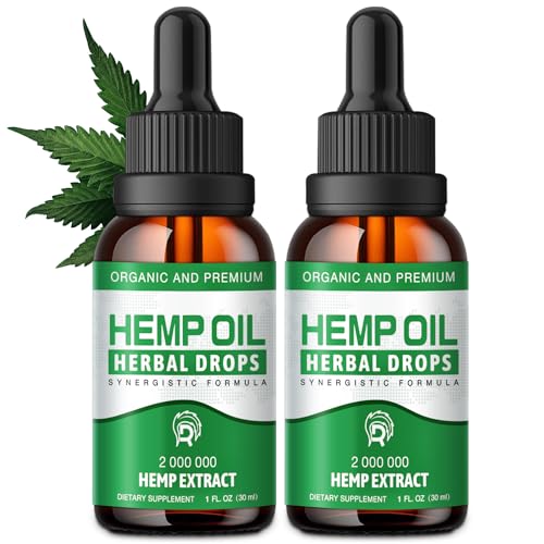 High-Potency Hemp Oil Drops - 2 Pack, 100% Natural