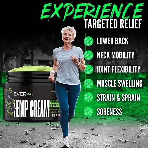 Maximum Strength 8oz Hemp Cream for Muscle & Joint Pain - Made in USA