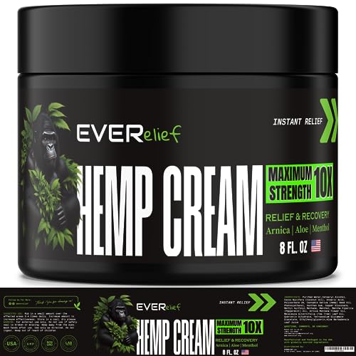 Maximum Strength 8oz Hemp Cream for Muscle & Joint Pain - Made in USA