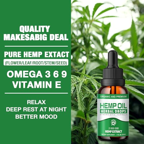 High-Potency Hemp Oil Drops - 2 Pack, 100% Natural