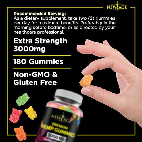 NEW AGE Naturals Hemp Gummies - 3000 (Pack of 3)