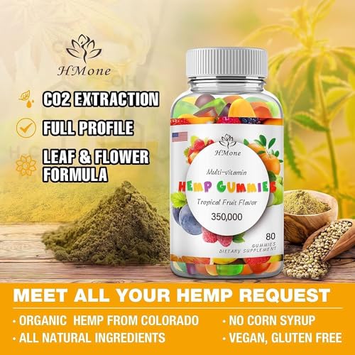 Organic Hemp Gummies Extra Strength - Vegan, Non-GMO