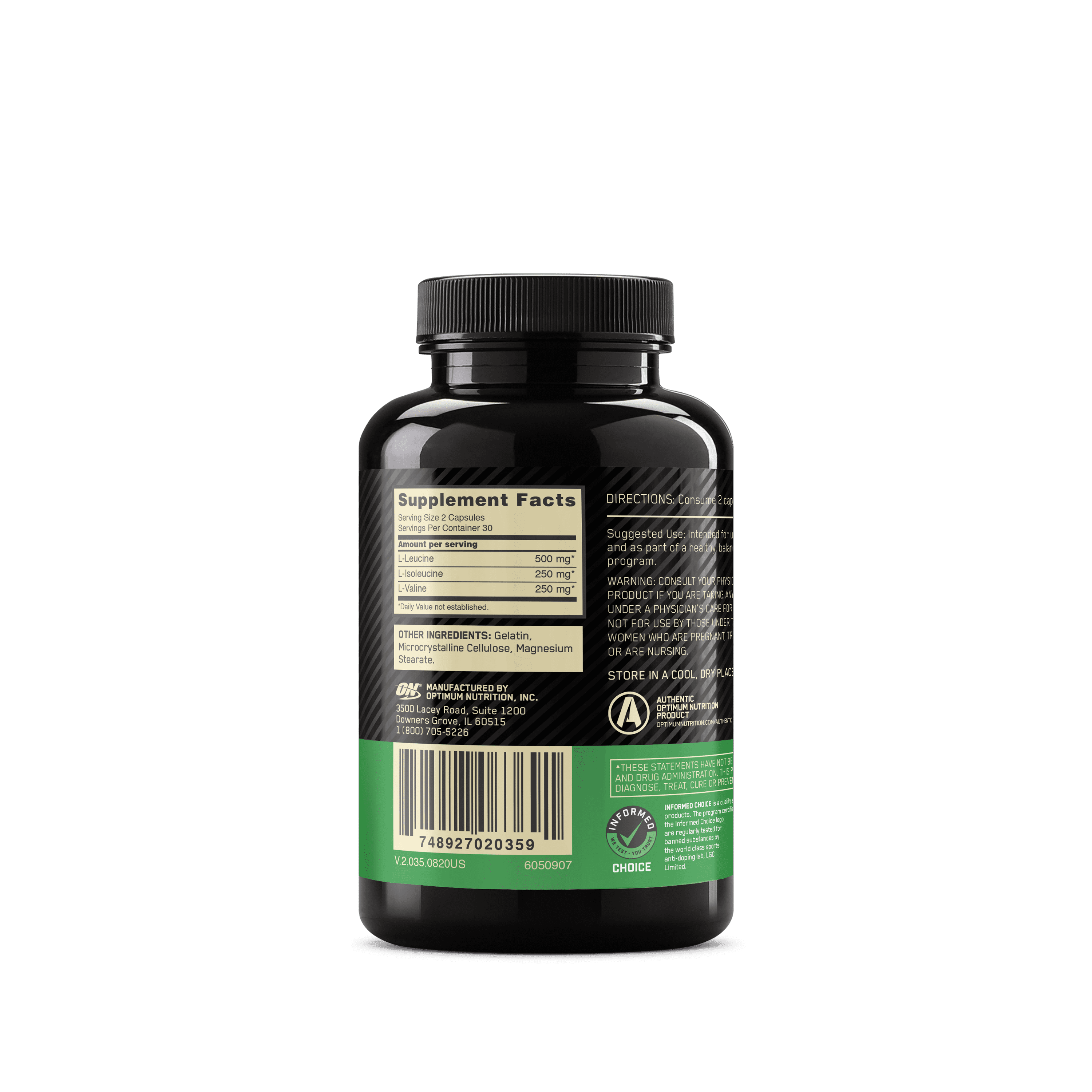 Optimum Nutrition, Mega-Size BCAA 1000 Caps, 60 Capsules