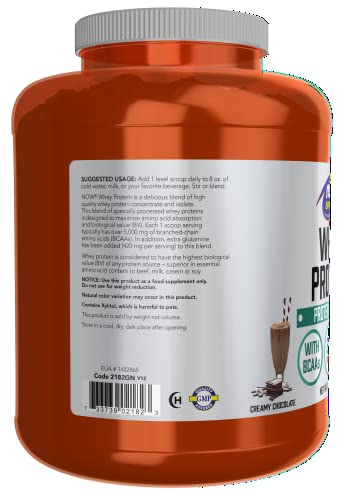 NOW Whey Protein, 24g BCAAs, Creamy Chocolate