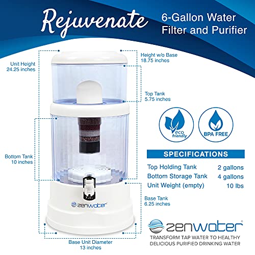 Zen Water Countertop Filter & Purification, 6-Gallon