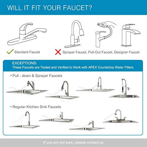 APEX MR-1050 Countertop Water Filter, 5 Stage Mineral pH Alkaline Water Filter, Easy Install Faucet Water Filter - Reduces Heavy Metals, Bad Taste and Up to 99% of Chlorine - Clear